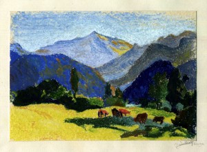 Paysage auvergnat (Pastel d'après un tableau - 1954)