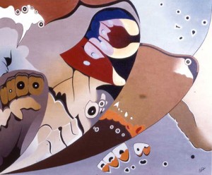 Sur des ailes de papillons (Huile sur toile, vers 1958)